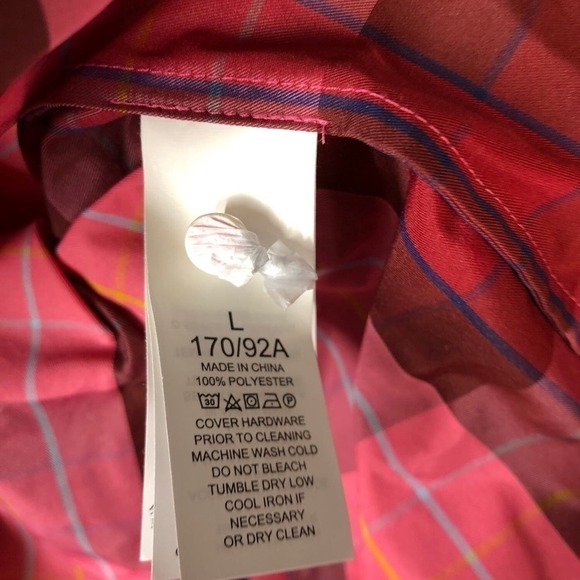 Kate Spade Greenhouse Plaid Top Long Sleeve Pink Red NWT Size Large - Picture 11 of 13